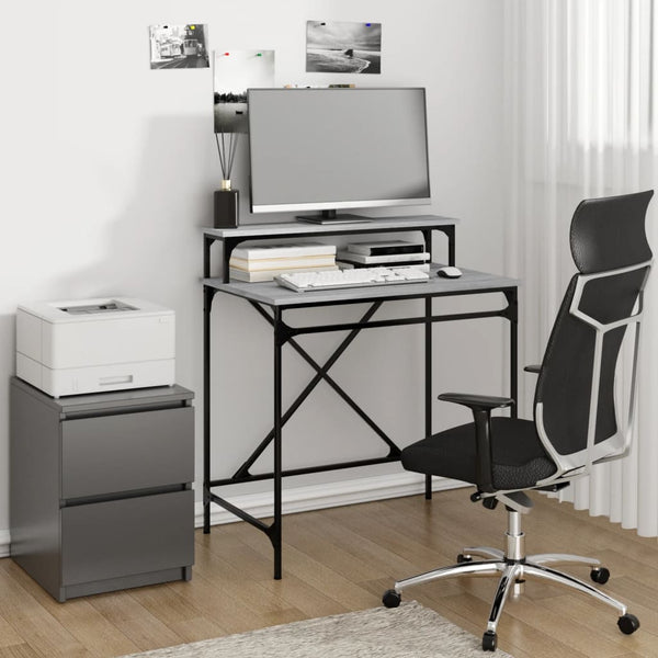Skrivebord grå sonoma 80x50x90 cm konstruert tre og jern