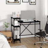 Skrivebord med hyller svart 105x50x90 cm konstruert tre og jern