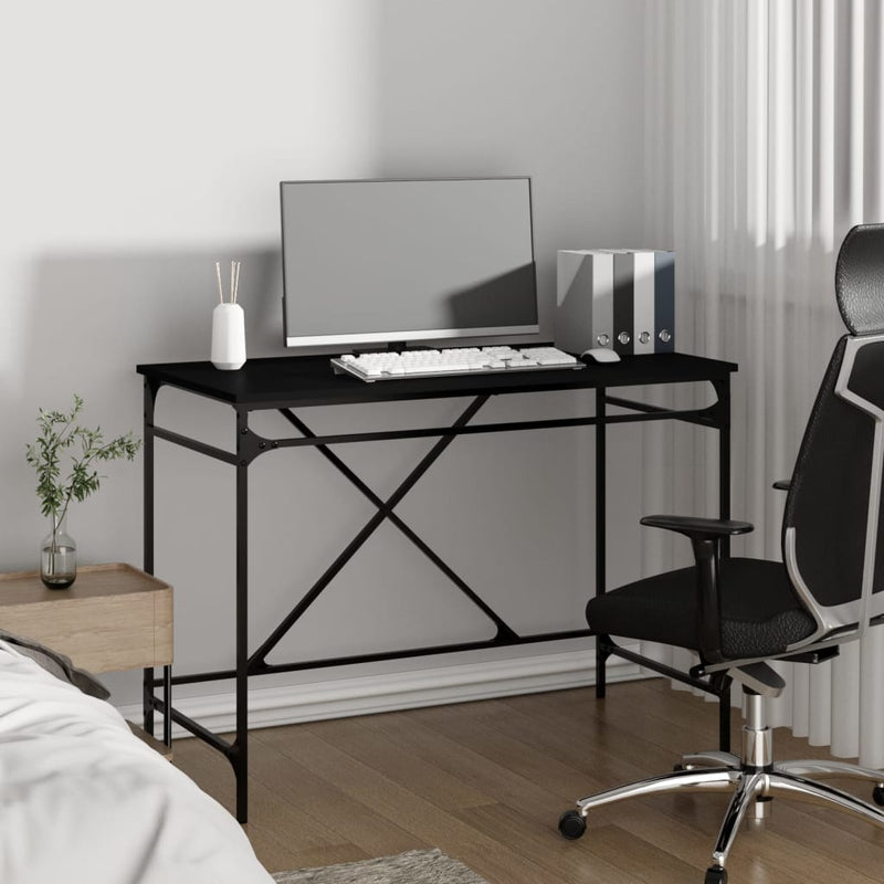 Skrivebord svart 100x50x75 cm konstruert tre og jern
