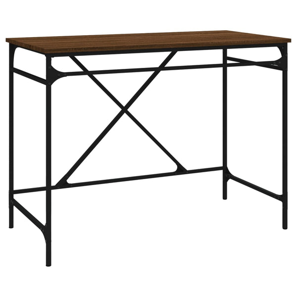 Skrivebord brun eik 100x50x75 cm konstruert tre og jern