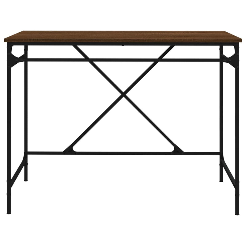Skrivebord brun eik 100x50x75 cm konstruert tre og jern