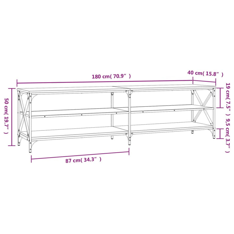 TV-benk sonoma eik 180x40x50 cm konstruert tre