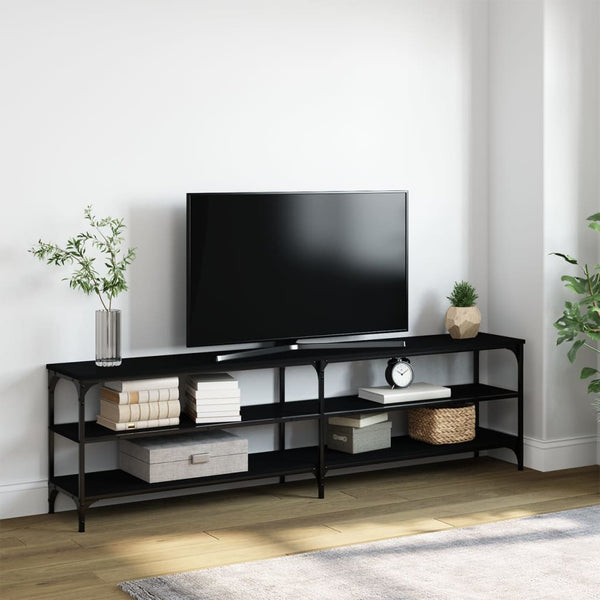 TV-benk svart 180x30x50 cm konstruert tre og metall
