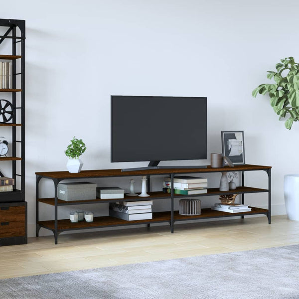 TV-benk brun eik 200x30x50 cm konstruert tre og metall
