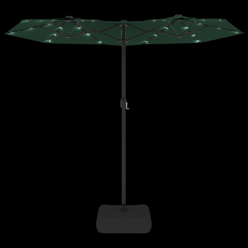 Parasoll dobbelt hode med LED grønn 316x240 cm