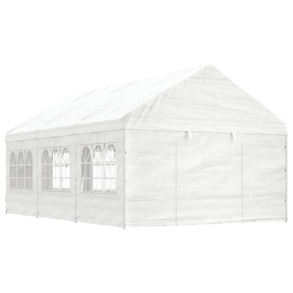 Paviljong med tak hvit 6,69x4,08x3,22 m polyetylen