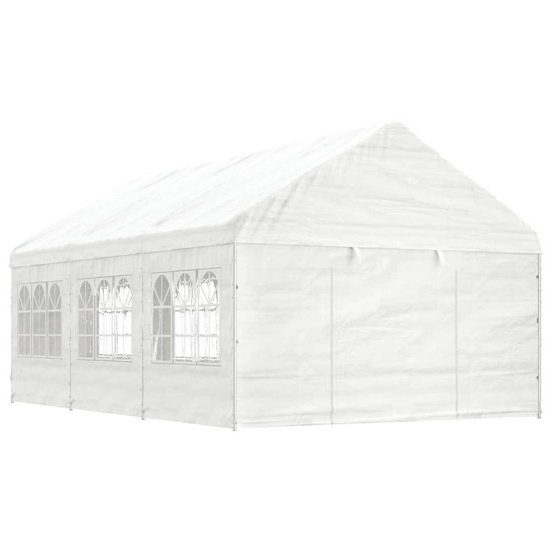 Paviljong med tak hvit 6,69x4,08x3,22 m polyetylen