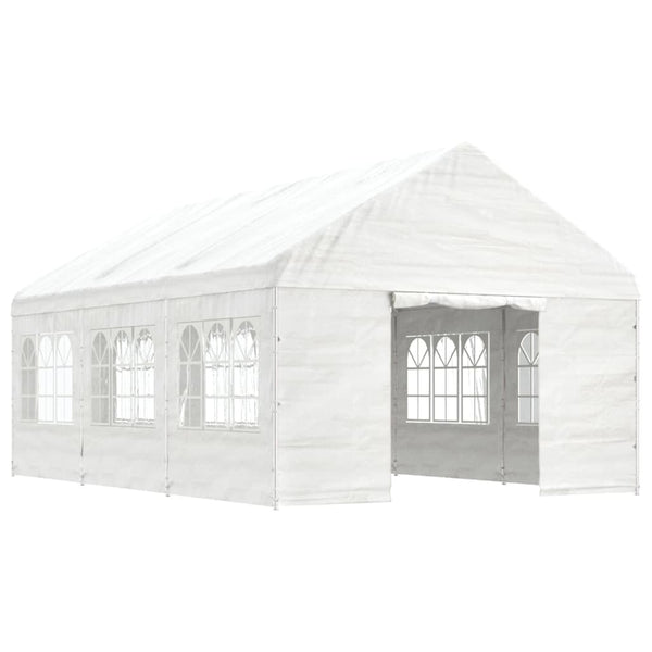 Paviljong med tak hvit 6,69x4,08x3,22 m polyetylen