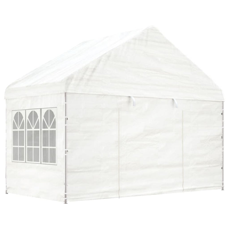 Paviljong med tak hvit 6,69x4,08x3,22 m polyetylen