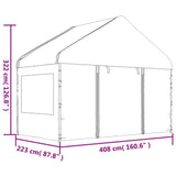 Paviljong med tak hvit 6,69x4,08x3,22 m polyetylen
