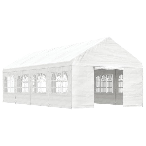 Paviljong med tak hvit 8,92x4,08x3,22 m polyetylen