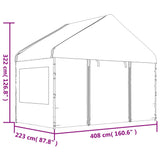 Paviljong med tak hvit 11,15x4,08x3,22 m polyetylen