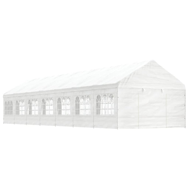 Paviljong med tak hvit 15,61x4,08x3,22 m polyetylen