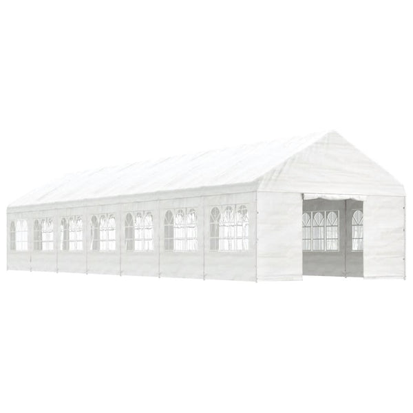 Paviljong med tak hvit 15,61x4,08x3,22 m polyetylen