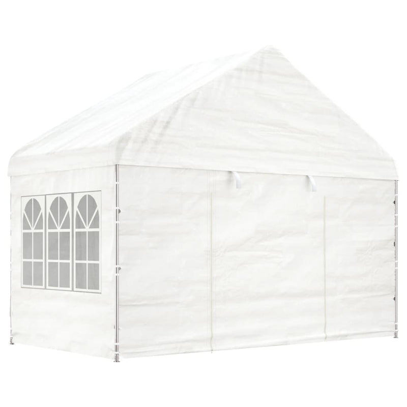 Paviljong med tak hvit 15,61x4,08x3,22 m polyetylen