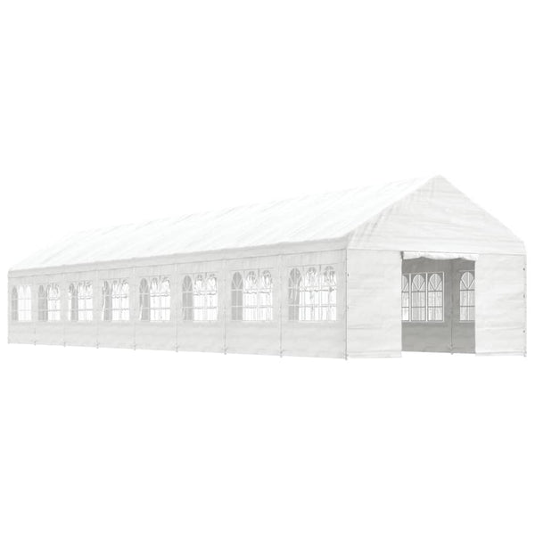 Paviljong med tak hvit 17,84x4,08x3,22 m polyetylen