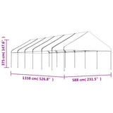 Paviljong med tak hvit 13,38x5,88x3,75 m polyetylen