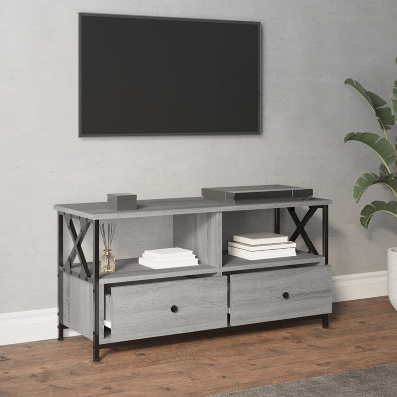 TV-benk grå sonoma 90x33x45 cm konstruert tre og jern