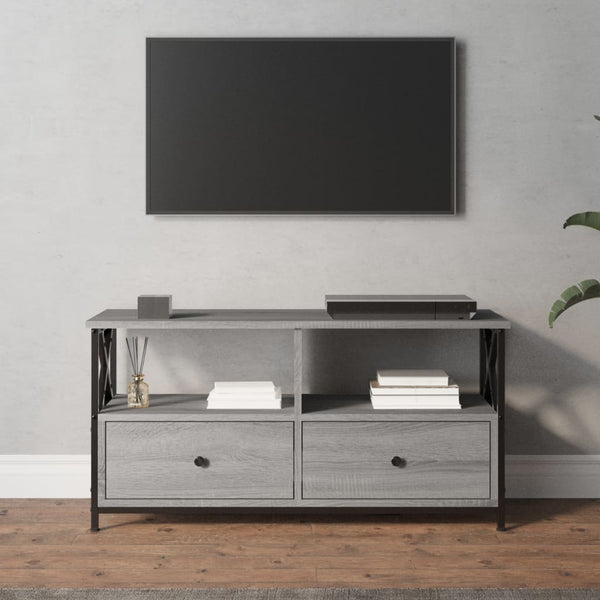 TV-benk grå sonoma 90x33x45 cm konstruert tre og jern