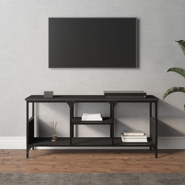 TV-benk svart 100x35x45 cm konstruert tre og jern