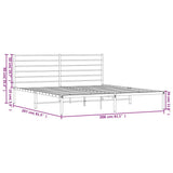 Sengeramme i metall med sengegavl hvit 200x200 cm