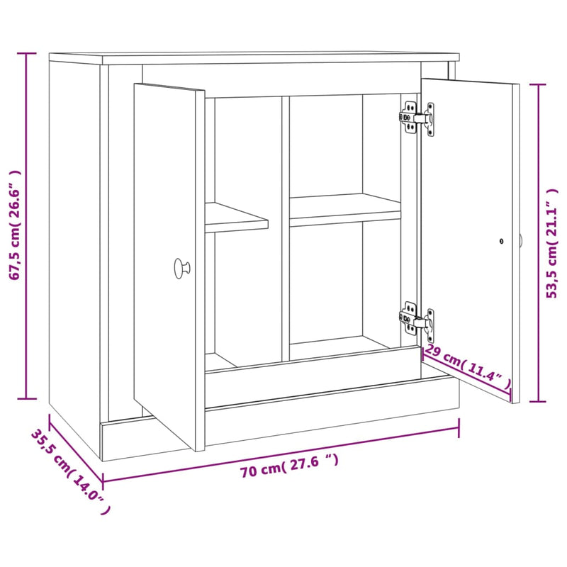 Skjenk røkt eik 70x35,5x67,5 cm konstruert tre