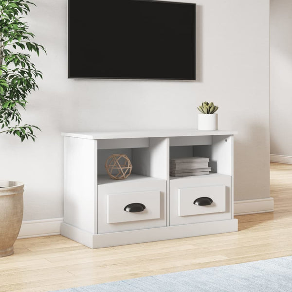 TV-benk hvit 80x35x50 cm konstruert tre