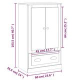 Highboard grå sonoma 60x35,5x103,5 cm konstruert tre