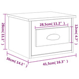 Veggmonterte nattbord 2 stk høyglans hvit 41,5x36x28 cm