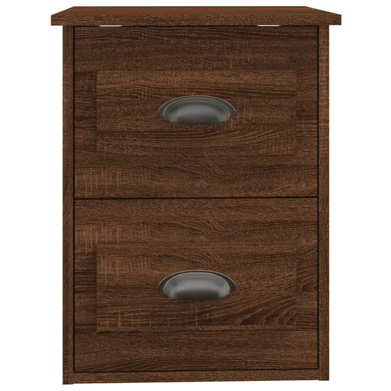 Veggmontert nattbord brun eik 41,5x36x53 cm