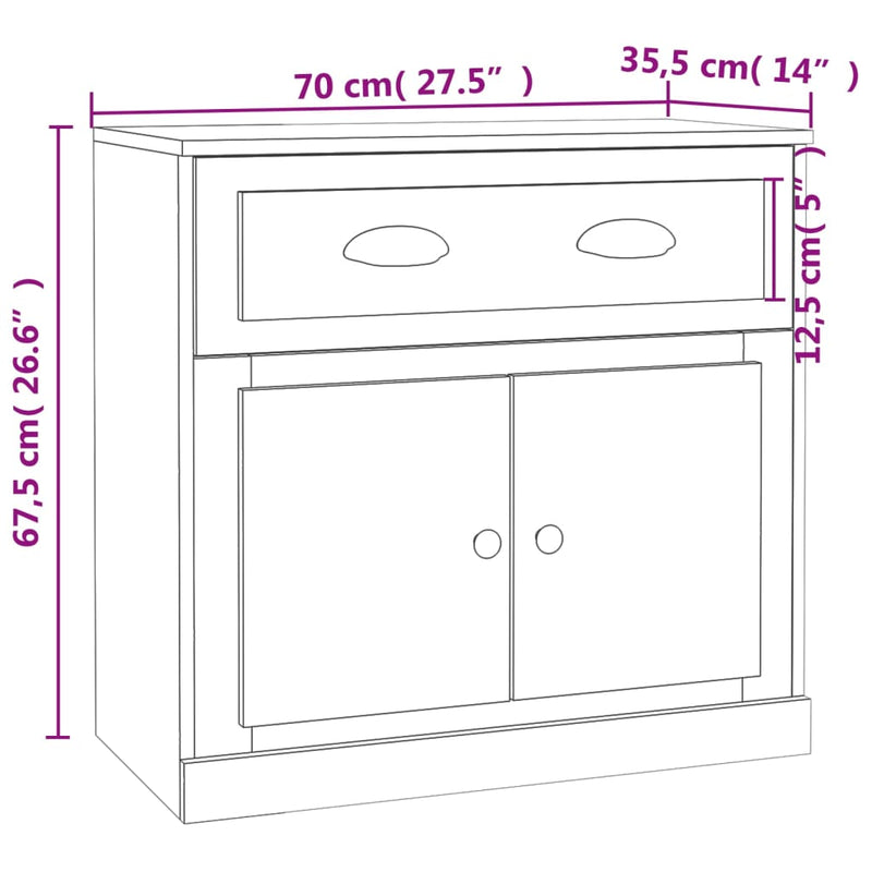 Skjenk grå sonoma 70x35,5x67,5 cm konstruert tre