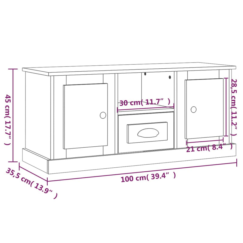 TV-benk svart 100x35,5x45 cm konstruert tre