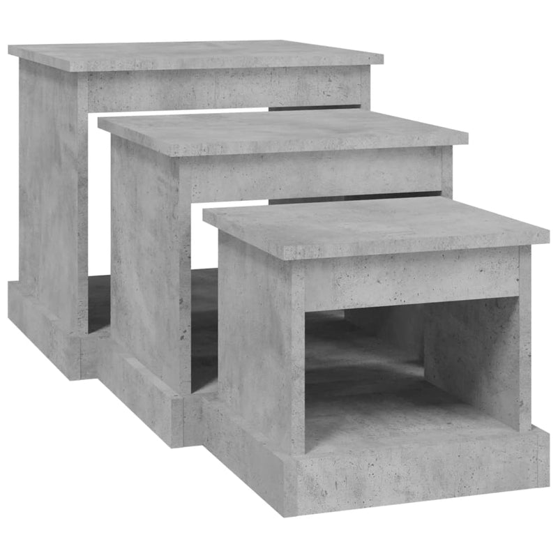 Stablebord 3 stk betonggrå konstruert tre