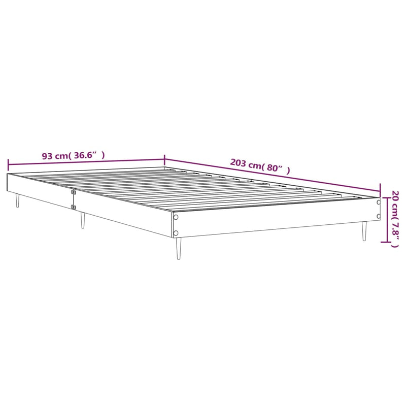 Sengeramme høyglans hvit 90x200 cm konstruert tre