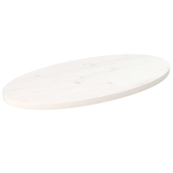 Bordplate hvit 80x40x2,5 cm heltre furu oval
