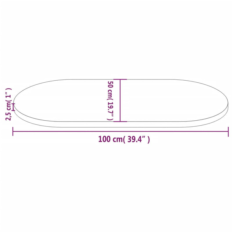 Bordplate hvit 100x50x2,5 cm heltre furu oval