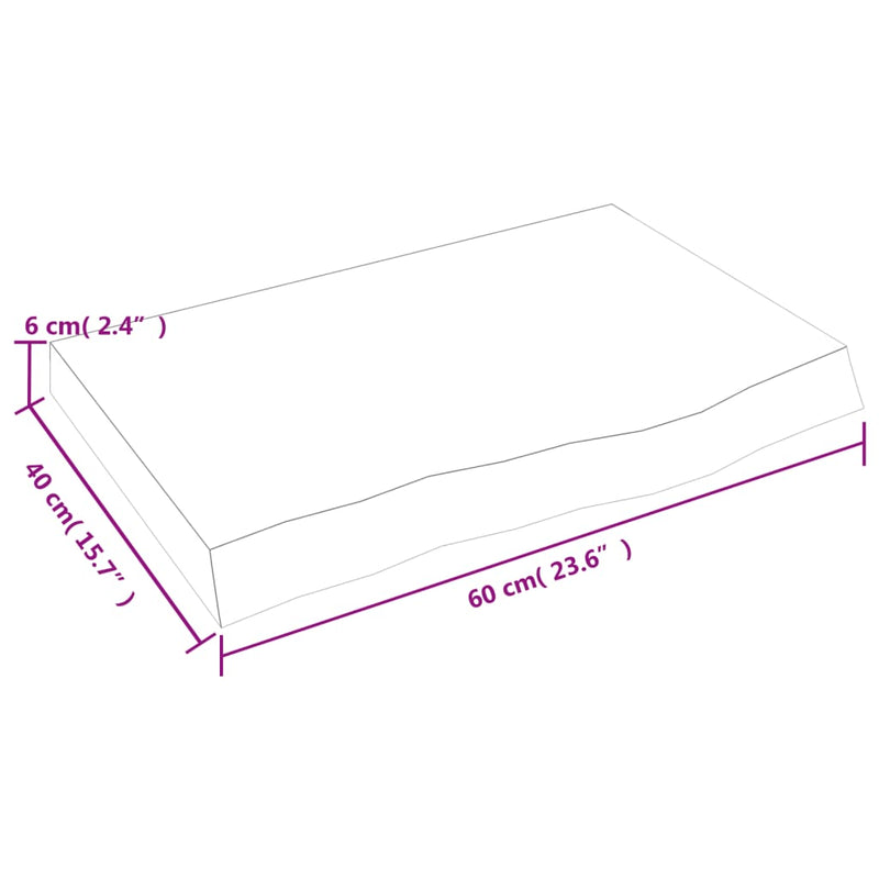 Vegghylle 60x40x6 cm ubehandlet heltre eik