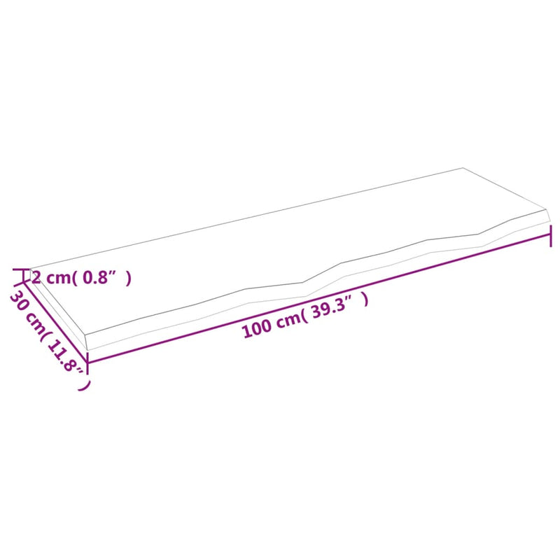 Vegghylle 100x30x2 cm ubehandlet heltre eik