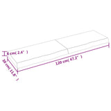 Vegghylle 120x30x6 cm ubehandlet heltre eik