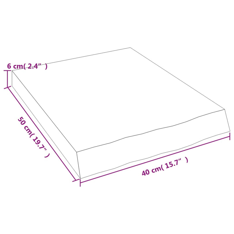 Vegghylle lysebrun 40x50x6 cm behandlet heltre eik