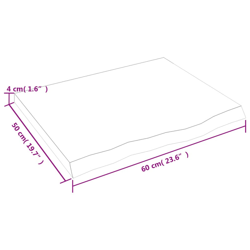 Vegghylle lysebrun 60x50x4 cm behandlet heltre eik