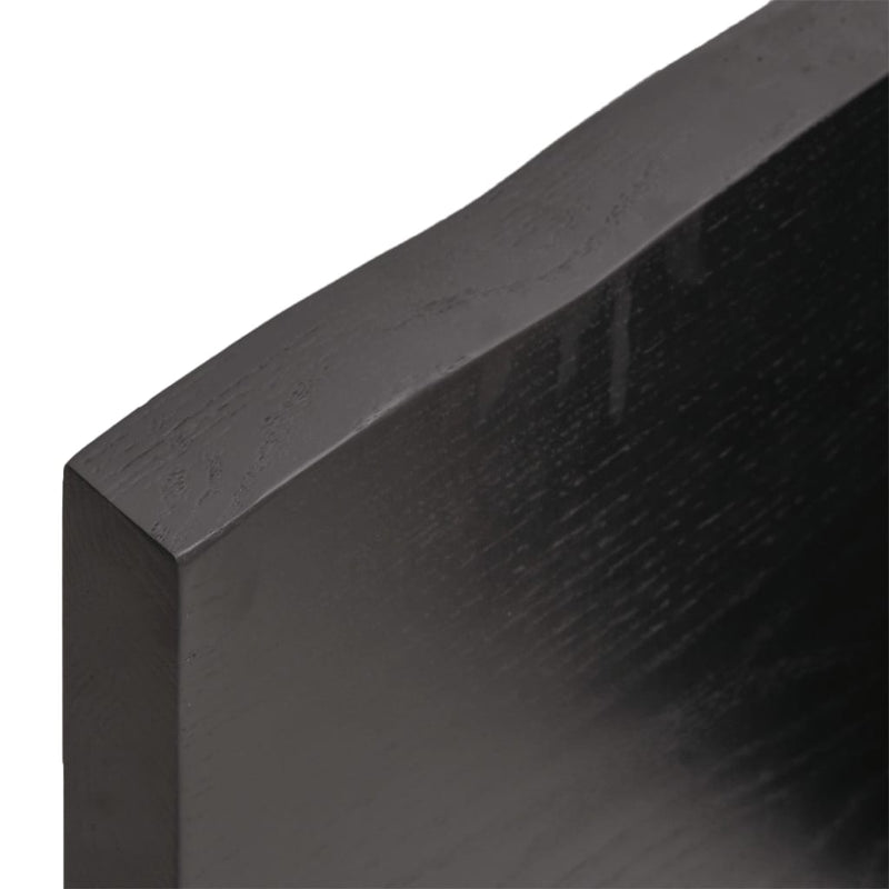 Bordplate mørkegrå 40x40x4cm behandlet heltre eik naturlig kant