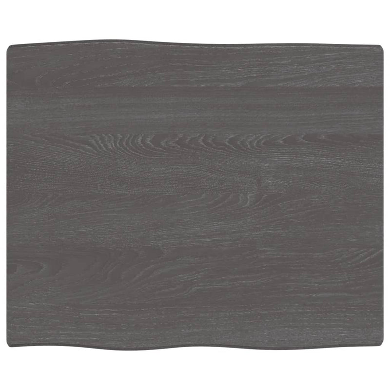 Bordplate mørkegrå 60x50x2cm behandlet heltre eik naturlig kant