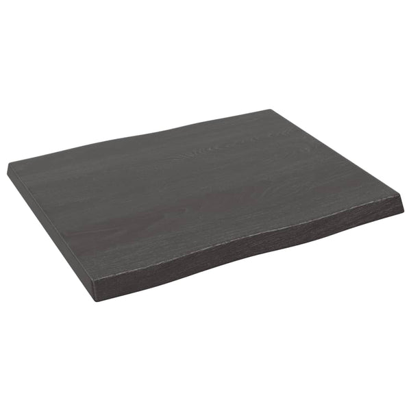 Bordplate mørkegrå 60x50x4cm behandlet heltre eik naturlig kant