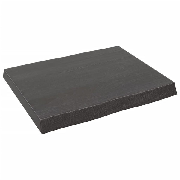 Bordplate mørkegrå 60x50x6cm behandlet heltre eik naturlig kant
