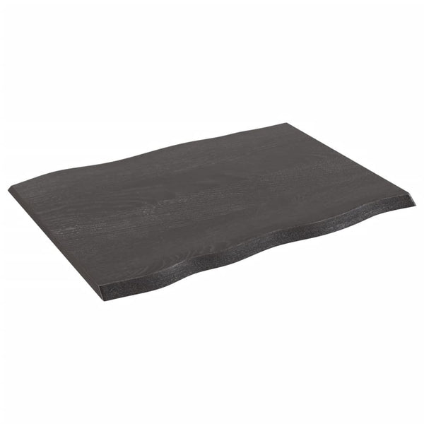 Bordplate mørkegrå 80x60x2cm behandlet heltre eik naturlig kant