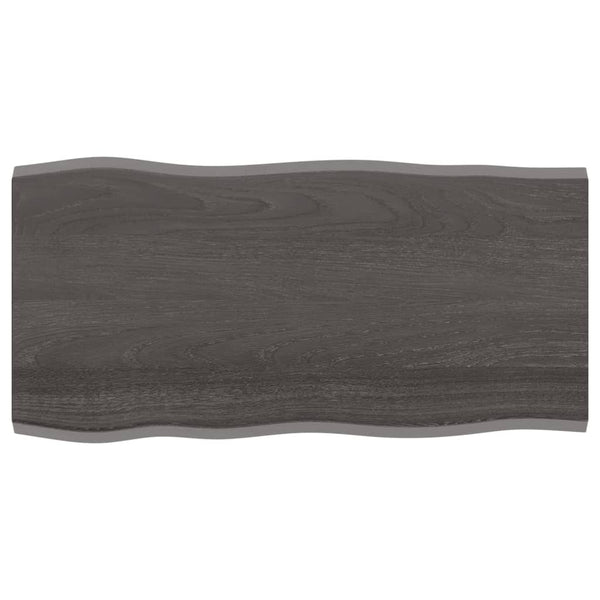 Bordplate mørkegrå 100x50x2 cm behandlet eik naturlig kant