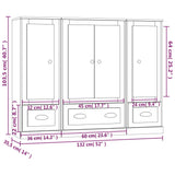 Highboards 3 stk hvit konstruert tre