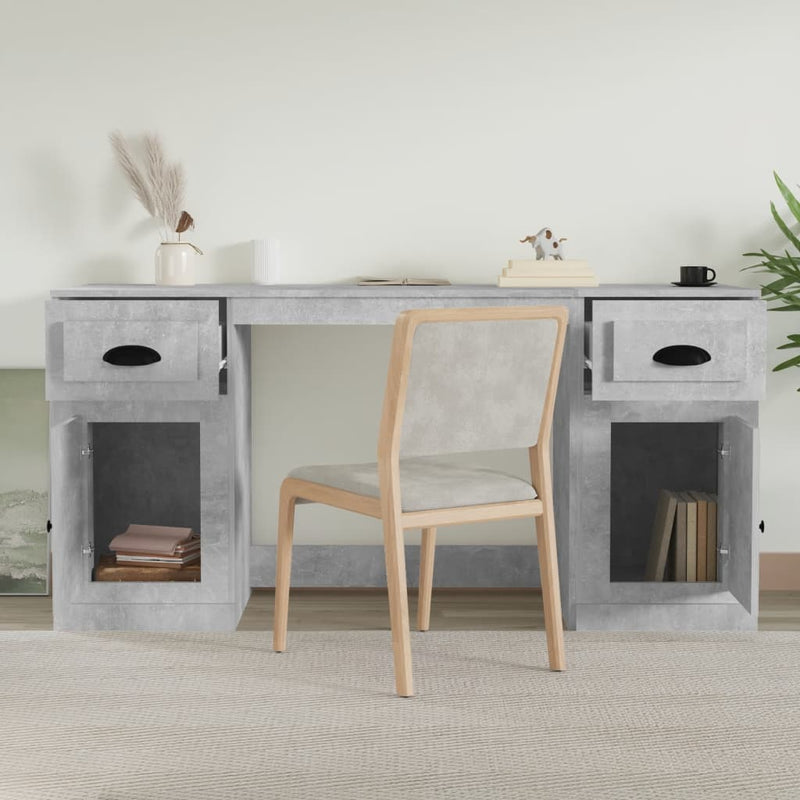 Skrivebord med skap betong grå konstruert tre