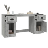 Skrivebord med skap betong grå konstruert tre